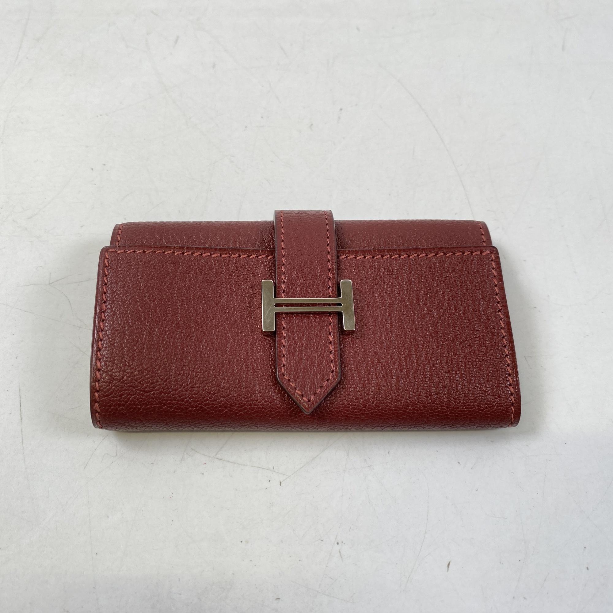 エルメス ベアン キーケース ボルドー シェーブル SV金具 □I刻印 Bランク