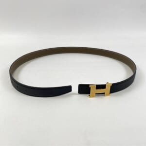 エルメス コンスタンス ミニHベルト 80 ブラック×エトゥープ レザー GD金具 B刻印