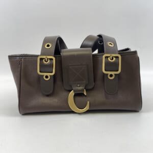 クロエ C金具 ハンドバッグ ブラウン レザー