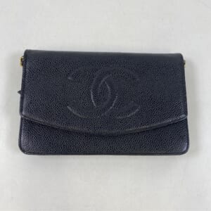 シャネル デカココマーク チェーンウォレット ショルダーバッグ 黒 キャビアスキン GD金具