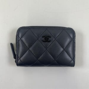 シャネル マトラッセ コインケース ラウンドファスナー ソーブラック キャビアスキン BK金具 AP0216