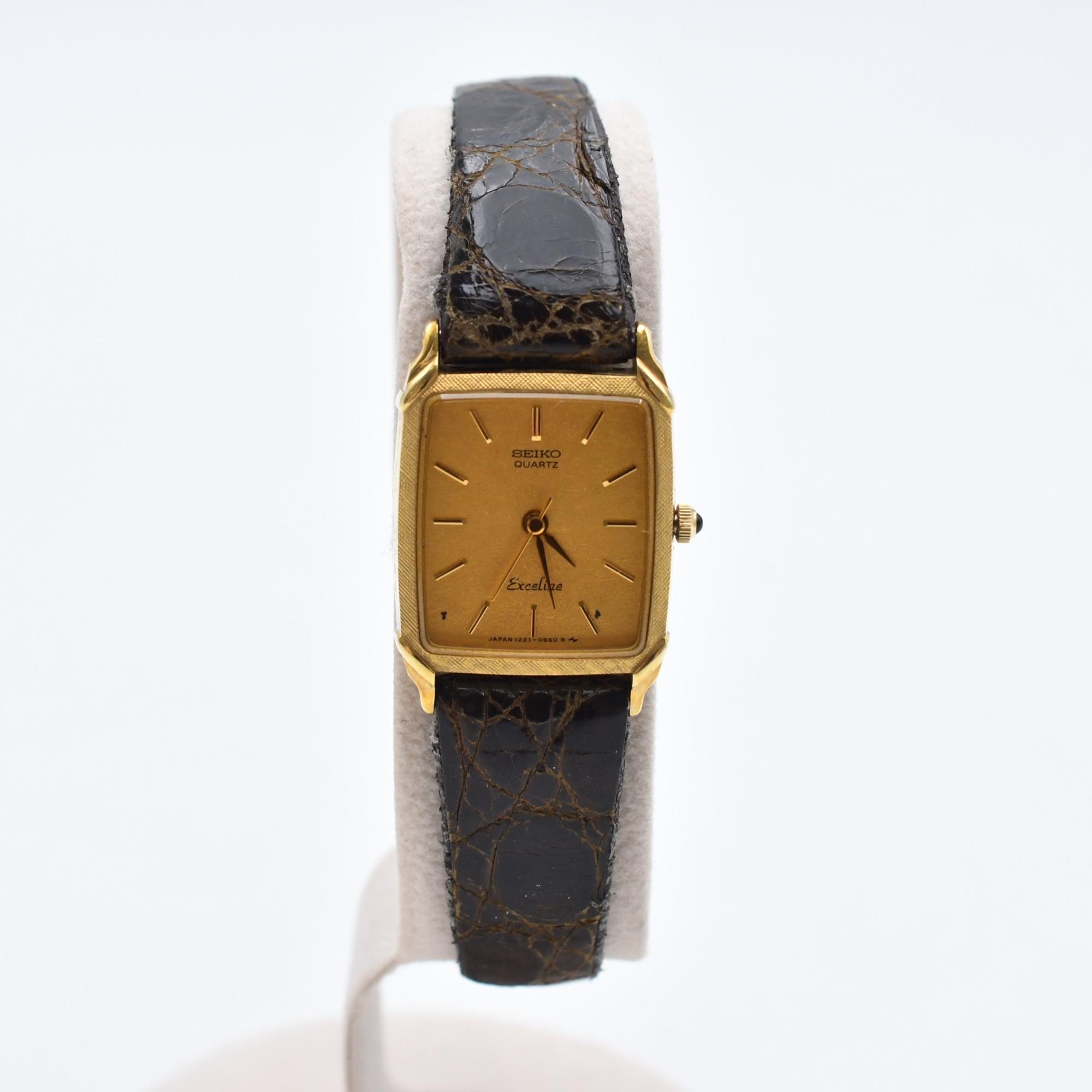 セイコー エクセリーヌ ゴールド文字盤 14K×SS×革/QZ 1221-5660 買取