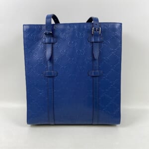 グッチ GGエンボス トートバッグ グレー レザー 700421