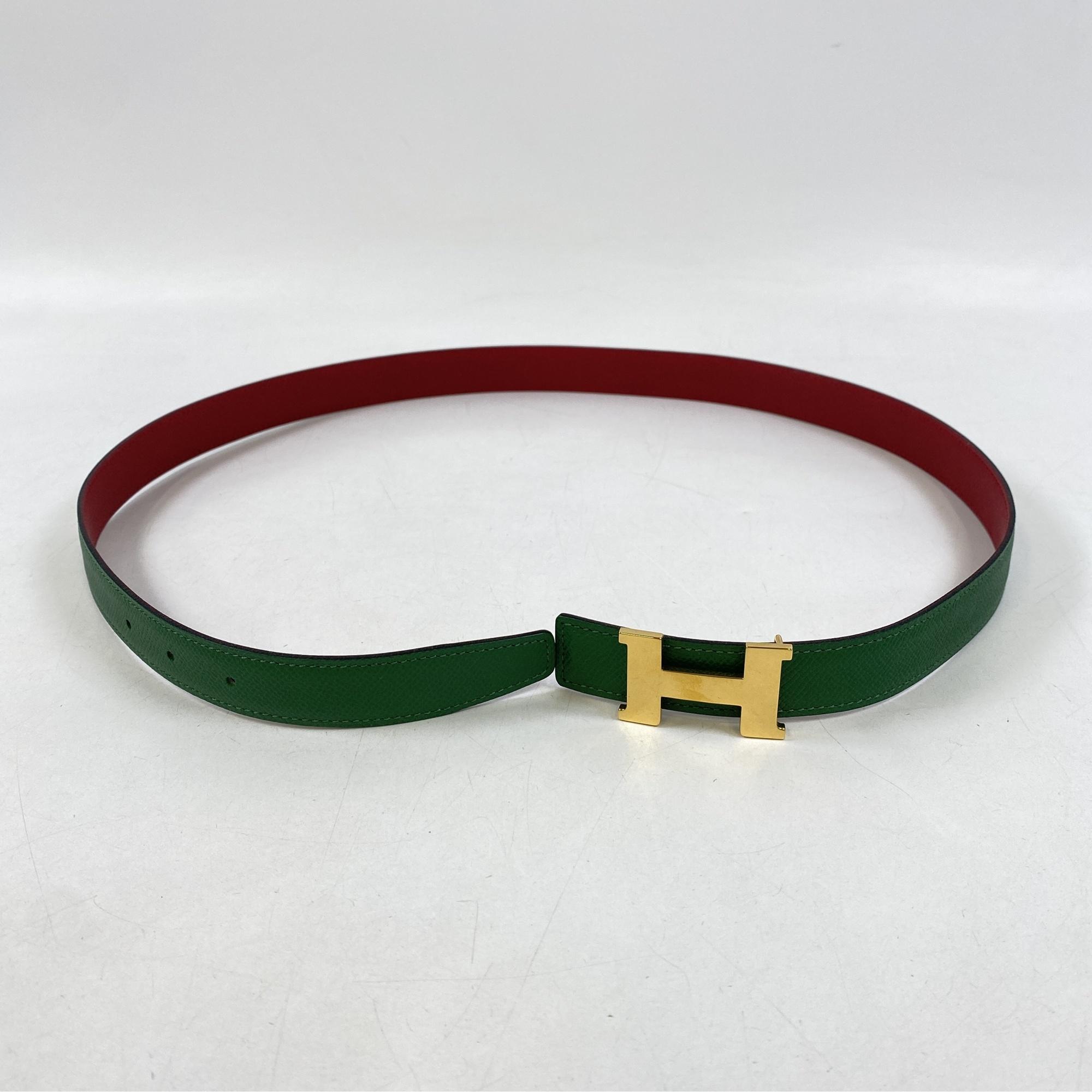 HERMES Hベルト リバーシブル レッド グリーン エルメス コンスタンス Hベルト リバーシブル グリーン系×レッド系