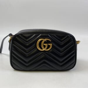 グッチ GGマーモント チェーンショルダーバッグ ブラック レザー GD金具 447632