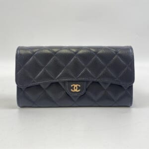 シャネル マトラッセ 長財布 黒 キャビアスキン GD金具 AP0241