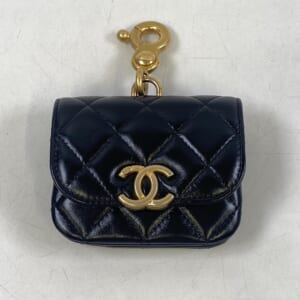 シャネル ミニコインパース ブラック系 キャビアスキン GD金具
