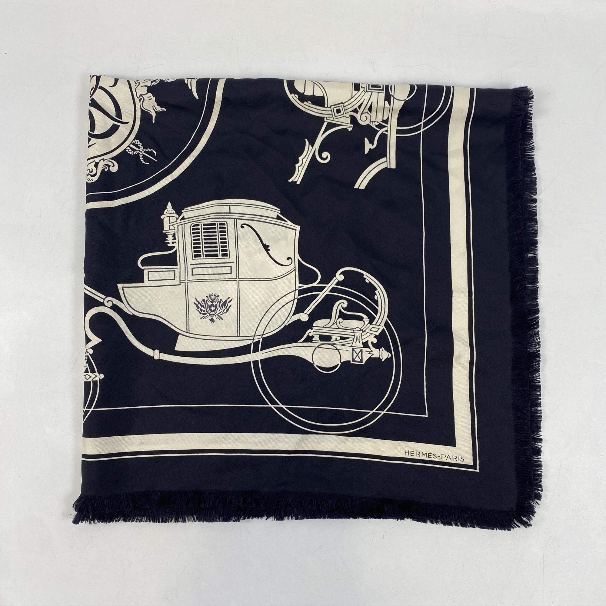 専用⚫︎エルメス　カレ80 エクスリブリス　フリンジ エルメス カレ80 エクスリブリス フリンジ ブラック×ホワイト シルク