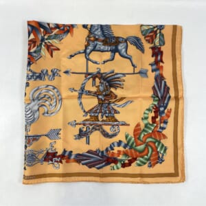 エルメス カレ90 LES GIROUETTES オレンジ シルク