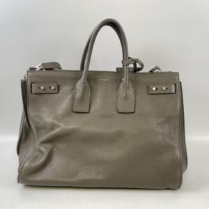 サンローラン サック ド ジュール スーオウル ラージ 2WAYバッグ SV金具 グレー系 レザー 478167