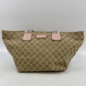 グッチ GGキャンバス トートバッグ ピンク キャンバス×レザー 131230