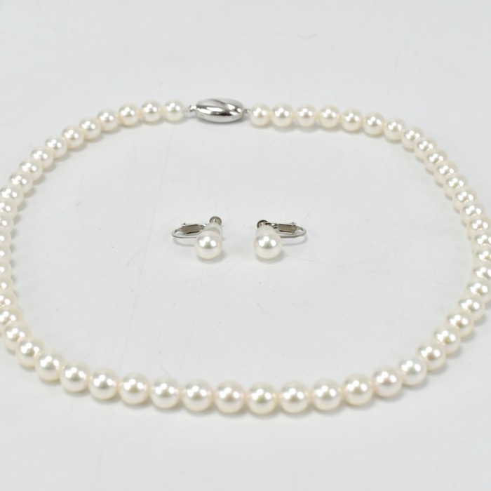 アコヤパール ネックレス、イヤリングセット K14WG/Sv 7.0〜7.5mm 買取