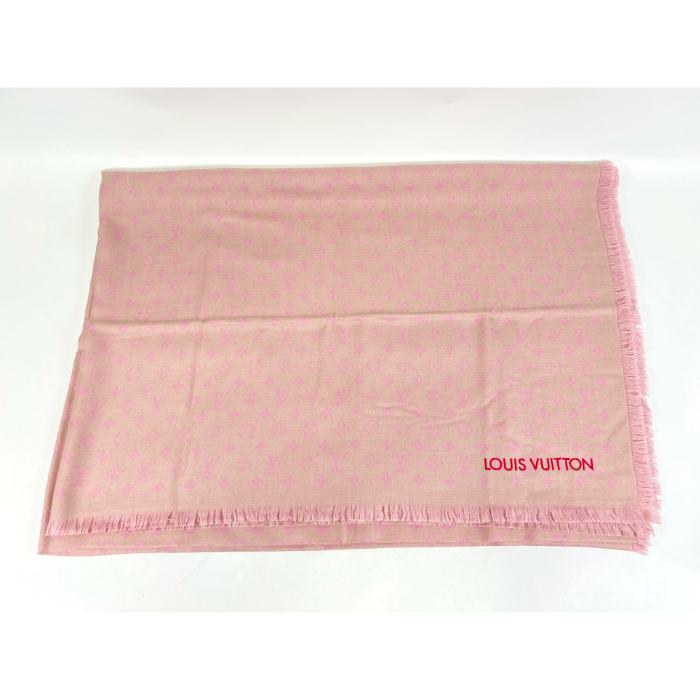 ルイ・ヴィトン ロゴ ショール ピンク ウール×シルク R97644【買取日：2024年6月15日】 Aランク