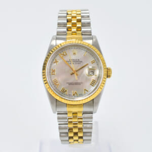 ロレックス デイトジャスト ホワイトシェルローマ文字盤 SS×YG/AT 16233NR 買取実績【買取日：2024年6月17日】