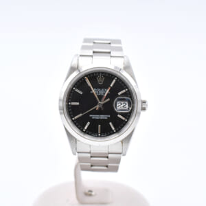 ロレックス パーペチュアルデイト 黒文字盤 SS/AT 15200