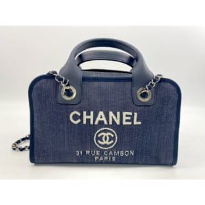 シャネル ドーヴィル ボーリングバッグ ネイビー キャンバス SV金具 A92749 買取実績【買取日：2024年8月14日】