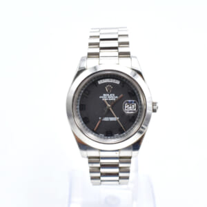 ロレックス デイデイトⅡ 黒文字盤 梨地 PT AT 218206 買取実績【買取日：2024年8月25日】
