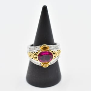 ピンクトルマリン リング Pt1.98Ct YB0.40Cｔ D0.19ct K18 Pt900 買取実績【買取日：2023年2月13日】