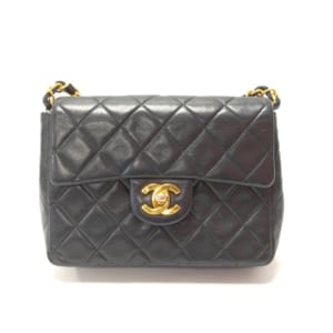 シャネル ミニマトラッセ シングルフラップ シングルチェーンショルダー 黒 ラムスキン GD金具