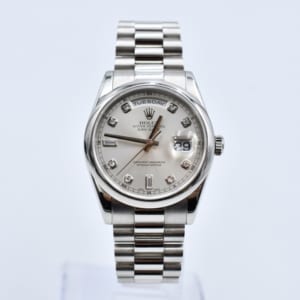ロレックス デイデイト 118206A Pt シルバー文字盤 買取実績【買取日：2023年3月23日】