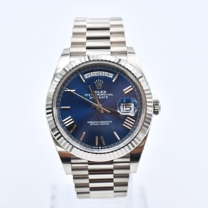 ロレックス デイデイト 228239 WG ブルーローマン文字盤 買取実績【買取日：2023年2月12日】