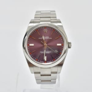 ロレックス オイスターパーペチュアル 114300 SS レッドグレープ文字盤 買取実績【買取日：2023年4月23日】