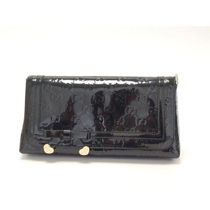 グッチ GG ブロードウェイ チェーンショルダー 黒 パテント GD金具 ABランク