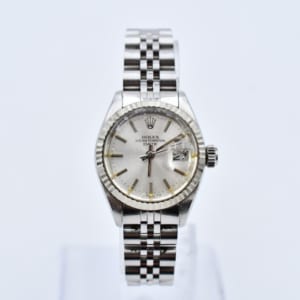 ロレックス オイスターパーペチュアル レディ 6917 SS×WG AT シルバー文字盤
