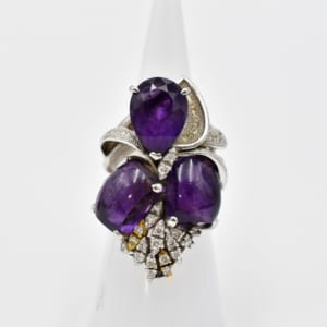 アメジスト ダイヤ リング K18WG D0.70 買取実績【買取日：2022年11月30日】