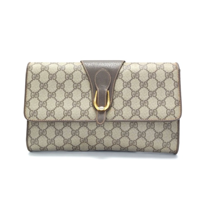 グッチ GGスプリーム 2WAY クラッチバッグ ベージュ PVC 904.02.050 Bランク