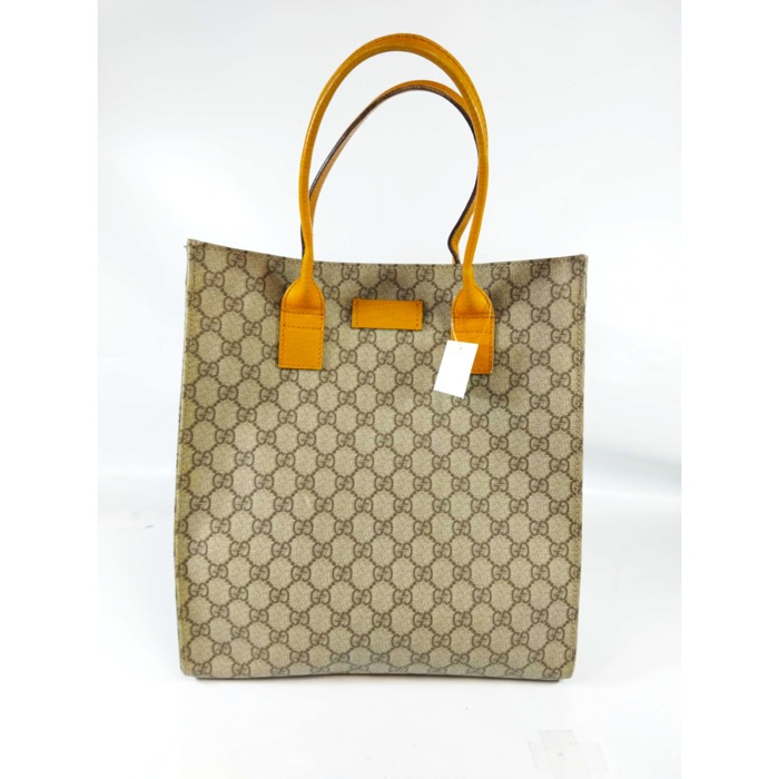 グッチ GGスプリーム トートバッグ オレンジ PVC Bランク