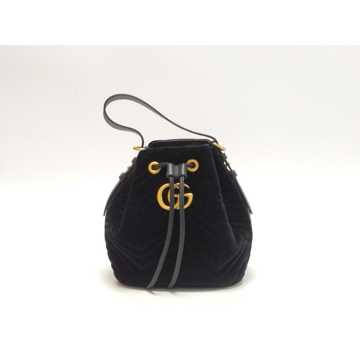 グッチ GGマーモント 2WAY ハンドバッグ 黒 スエード ABランク