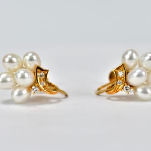 タサキ パール ダイヤイヤリング K18 0.04ct