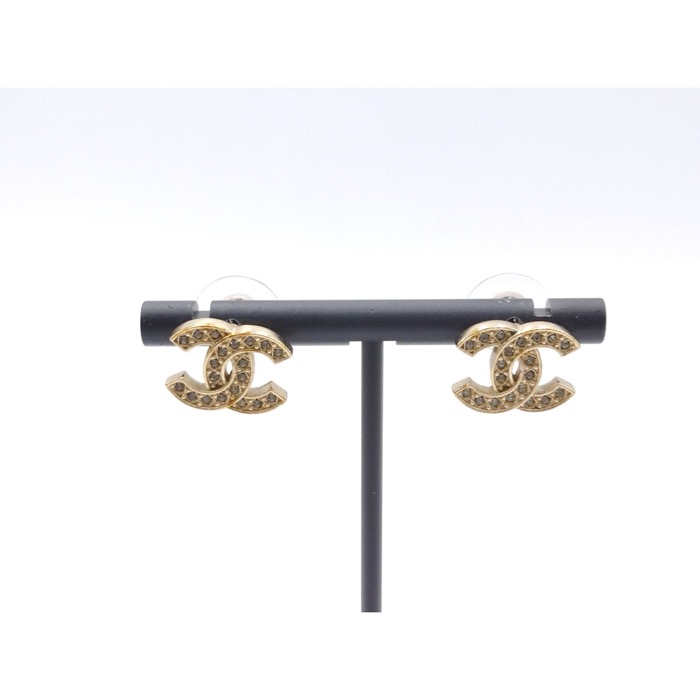シャネル ココマーク ラインストーン ピアス ゴールド Bランク
