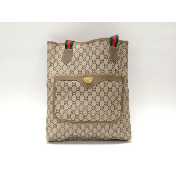 シェリーライン グッチプラス トートバッグ ブラウン×ベージュ レザー Bランク