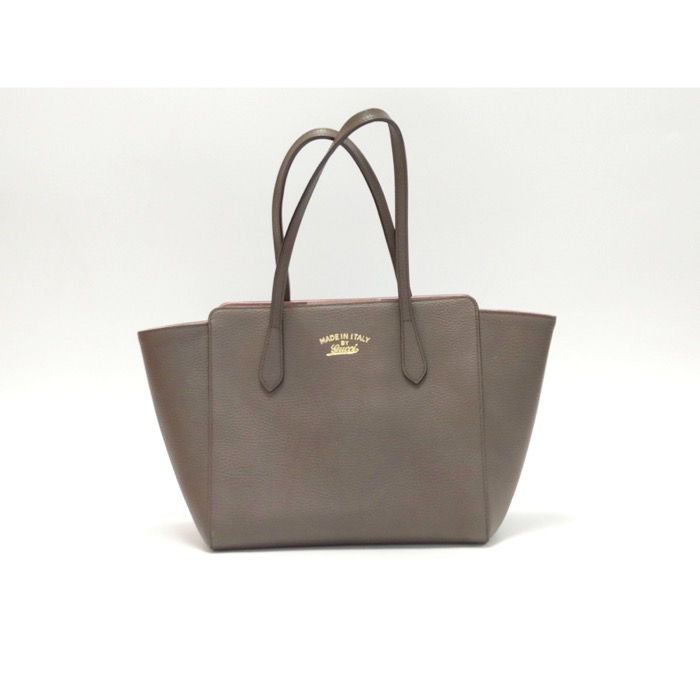 グッチ スウィング トートバッグ ブラウン×ピンク レザー ABランク