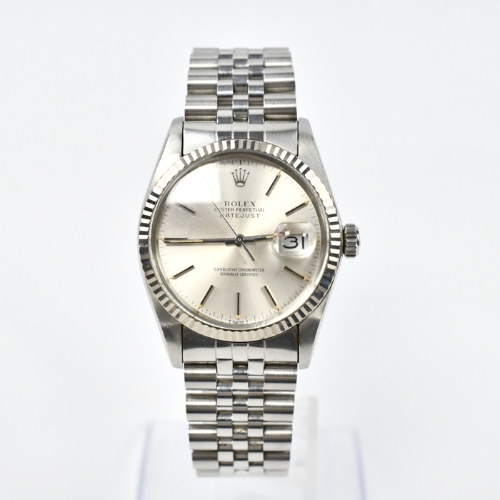 ロレックスデイトジャスト 16014 SS×WG シルバー文字盤