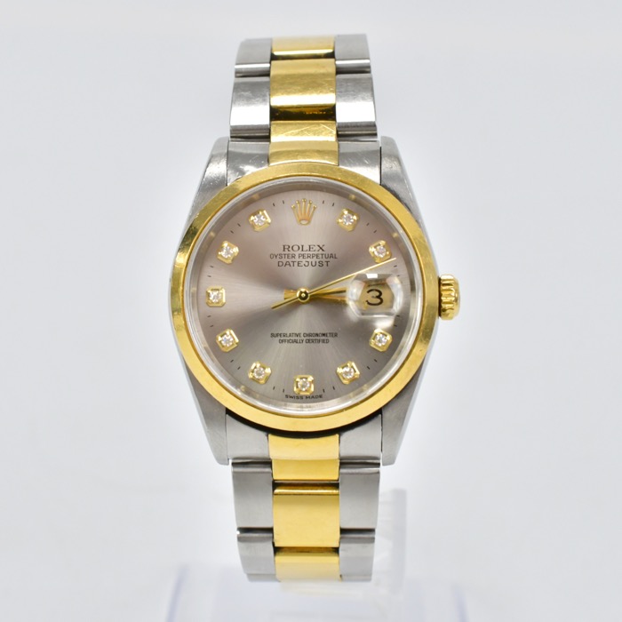 ロレックスデイトジャスト 16203G SS×YG グレー文字盤