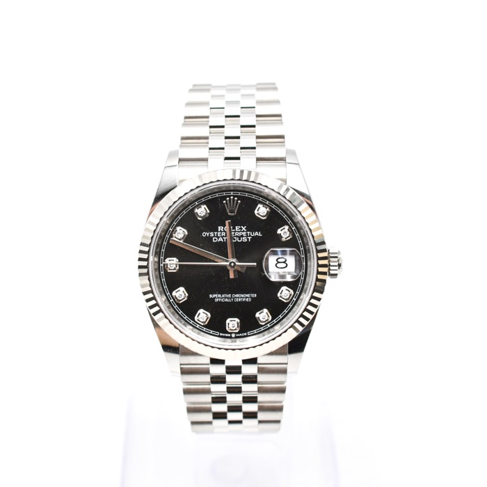 ロレックスデイトジャスト 126234G SS×WG ブラック文字盤 ジュビリーブレス