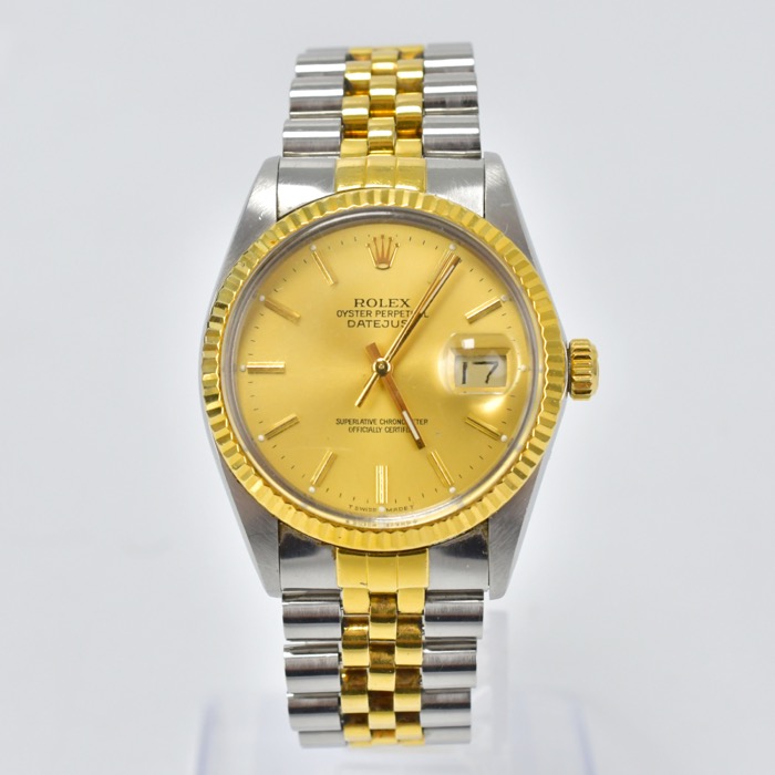 ロレックスデイトジャスト 16013G SS×YG シャンパン文字盤