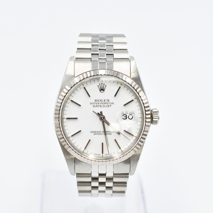 ロレックスデイトジャスト 16014 SS×WG シルバー文字盤
