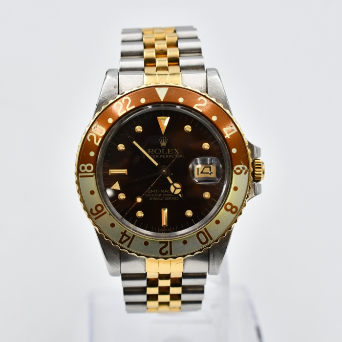 ロレックスGMTマスター 16753 SS×YG ブラウン文字盤 ジュビリーブレス フジツボインデックス