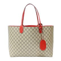 グッチ GGキャンバス トートバッグ 白×ベージュ レザー