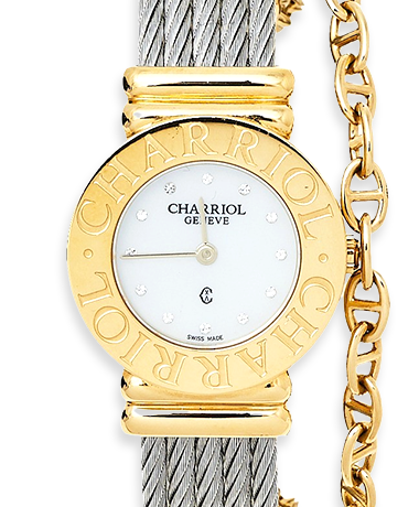 美品✨ フィリップシャリオール ケーブルブレス 腕時計 ブルーシェル